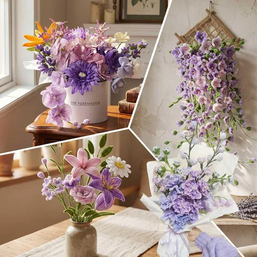 Vista 2 de Peryiter 371 Pcs Pipe Cleaners Set, Floral Supplies, Purple Morado