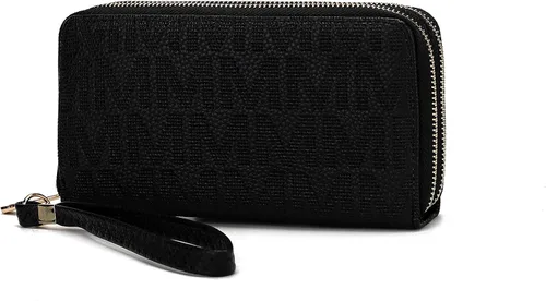 Vista 64 de MKF Collection Mia K - Cartera de pulsera para mujer, pequeña cartera de cuero vegano para tarjetas de crédito con cremallera y bolsillo