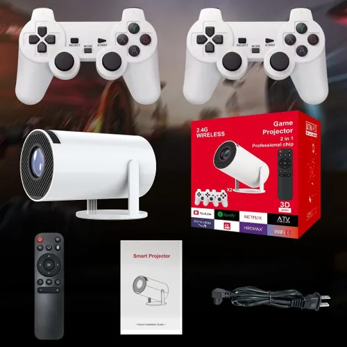 Vista 8 de [Soporte ajustable de 270°] Mini proyector inteligente con WiFi 6 y Bluetooth, proyector de película para exteriores Keystone automático 1080P HD