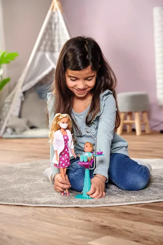 Vista 3 de Simba Juego de dentista para niños, juguete de simulación con muñeca Steffi y silla para pacientes