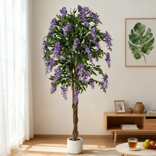 Vista 3 de Árboles artificiales ficus de 5.5 pies para decoración de interiores o exteriores