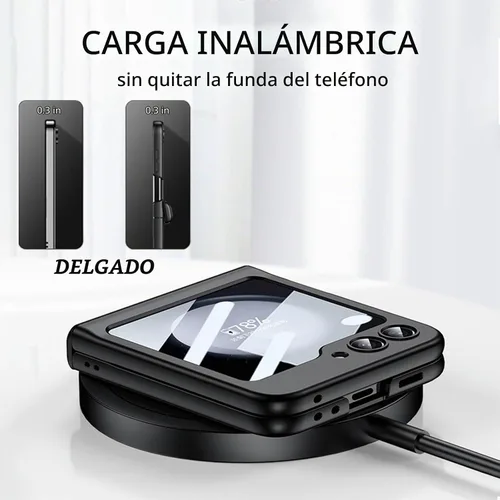 Vista 5 de STORMTAL Funda protectora delgada para Samsung Galaxy Z Flip 5, protección de bisagra, protector de pantalla integrado, carga inalámbrica, a prueba
