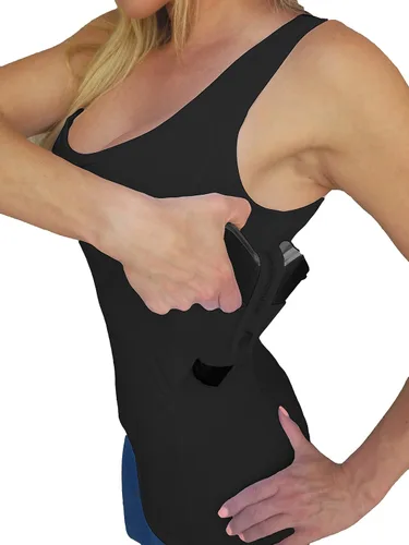 Vista 3 de Camiseta sin mangas de transporte oculto para mujer, camiseta interior segura con funda para pistola, táctica y uso diario, (S-XL)