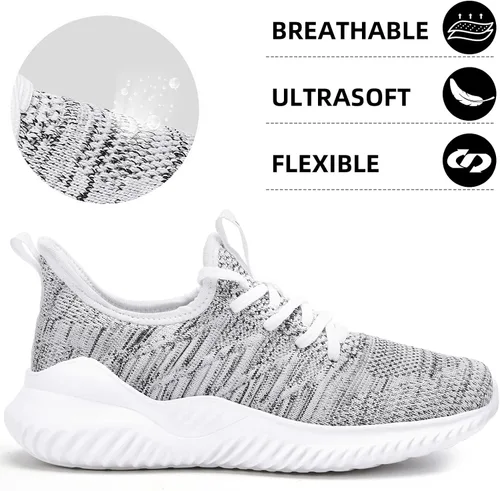 Vista 3 de Akk - Zapatos deportivos sin cordones para mujer, diseño ligero de espuma viscoelástica para caminar, gimnasio, viajes, trabajo o uso informal