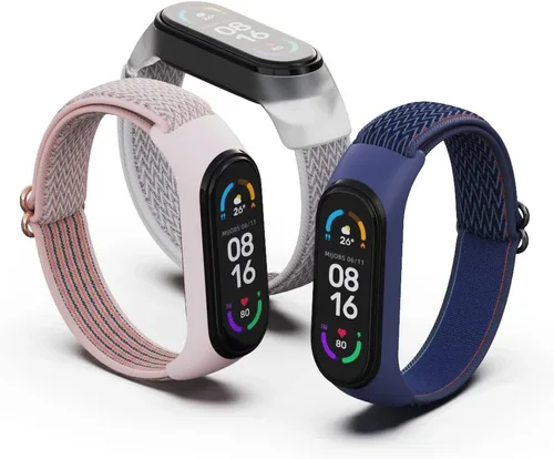 Vista 4 de CYTSH Correa de reloj para Mi Band 6 Correa elástica ajustable de nailon trenzado Miband 6 Miband 5 Pulsera 5 6 Correa de reloj 2 piezas