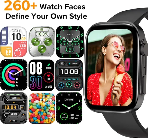 Vista 3 de Relojes inteligentes para hombres y mujeres, hacer/responder llamadas, pantalla HD de 2.01 pulgadas con más de 260 caras de reloj, monitor