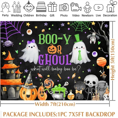 Vista 5 de Avezano Decoración de fiesta de revelación de género para Halloween, decoración de fiesta de revelación de género o Ghoul Will Baby Boo Be