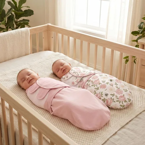 Vista 7 de Pañales de algodón orgánico para recién nacidos, suaves y cómodos con velcro, saco de dormir de 0 a 3 meses, ayuda a calmar el reflejo