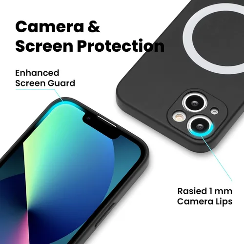 Vista 6 de ZCDAYE Funda magnética para iPhone 13, funda delgada de silicona compatible con Magsafe suave forro de microfibra antiarañazos funda protectora