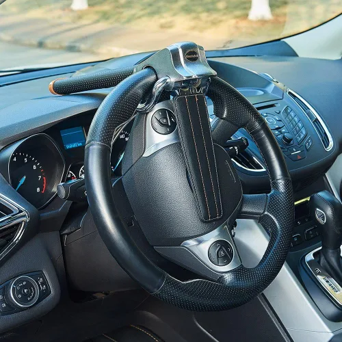 Vista 5 de Blueshyhall Cerradura para volante de vehículo, dispositivos de bloqueo antirrobo, cerradura de seguridad resistente para automóvil, camión, SUV
