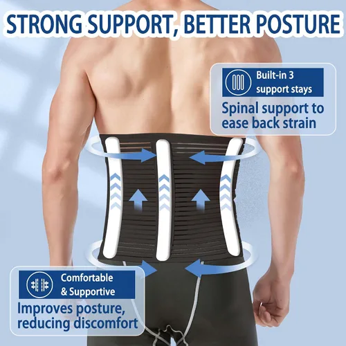 Vista 3 de Reian Faja Abdominal para Postcirugía y Recuperación Posparto, Cinturón de Soporte para Hernia Abdominal para Mujeres y Hombres (Negro, Mediano)