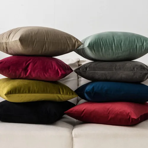 Vista 5 de Juego de 2 fundas de almohada decorativas de terciopelo de 14 x 14 pulgadas con cremallera, fundas de cojín cuadradas suaves y lisas de lujo