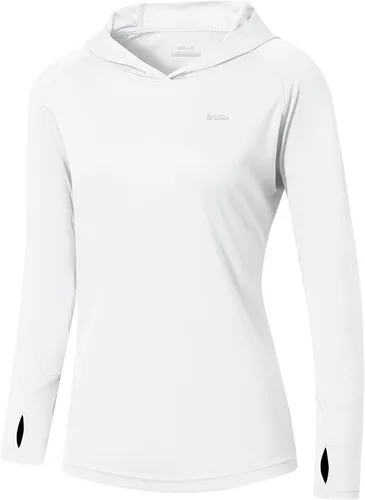 Vista 35 de Willit - Sudadera con capucha y protección solar FPU 50+ para mujer, camiseta de manga larga con FPS, ligera, para exteriores, senderismo, pesca