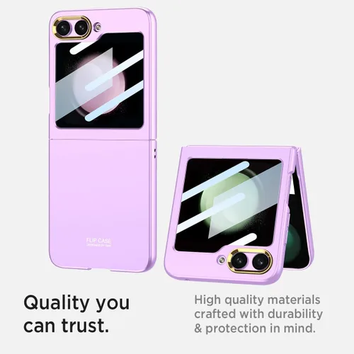 Vista 7 de Miimall Funda para Samsung Galaxy Z Flip 5 con protector de pantalla, textura ultra delgada al tacto, protector de pantalla de alta transparencia