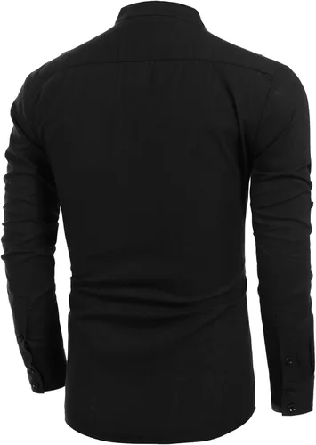 Vista 3 de COOFANDY - Camisas de lino y algodón con cuello Henley de manga larga estilo hippie informal camisas de playa