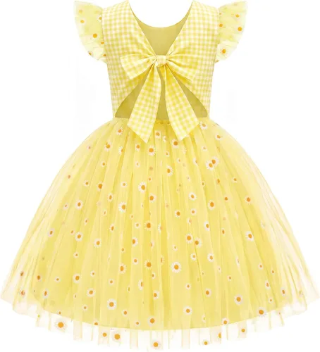 Vista 24 de Arshiner Vestido tutú de verano para niñas pequeñas, de tul sin espalda, para fiesta, cumpleaños, vestidos de algodón, 2-6 años