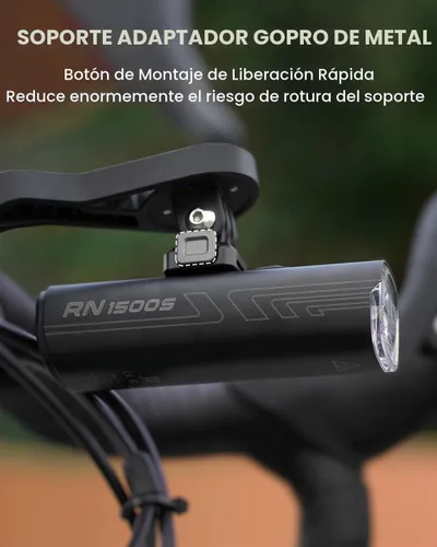 Vista 8 de Magicshine Luz de bicicleta RN 1500S, luces de bicicleta para conducción nocturna con montaje inferior, control FTR LightSync, recargable por USB