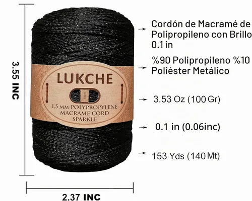 Vista 3 de Cordón de macramé de poliéster de alta calidad de 0.059 in x 153 yardas, cuerda colorida, hilo de ganchillo, suministros de macramé para colgar