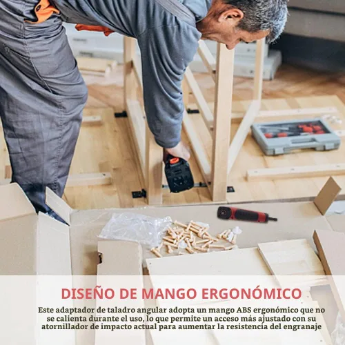 Vista 6 de Accesorio de ángulo recto, destornillador eléctrico, dispositivo de esquina de 90 grados, mango de ABS, adaptador de enchufe de broca de taladro