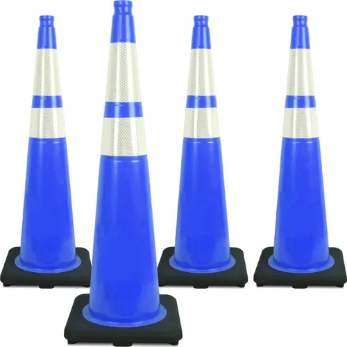 Vista 35 de Conos de Tráfico de PVC Naranja/Verde Fluorescente, Cono de Estacionamiento con Base Negra Pesada Estructuralmente Estable Resistente a