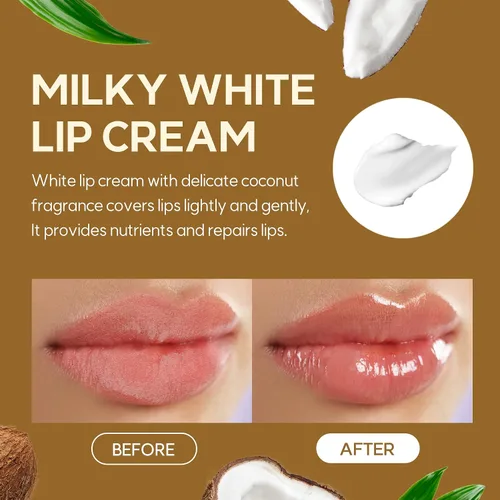 Vista 4 de WELCOS FRUDIA Coconut Honey Salve Lip Cream - Bálsamo labial coreano para hombres y mujeres, tubos de bálsamo labial orgánico para el cuidado