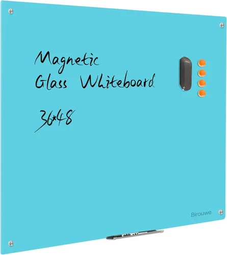Vista 7 de Pizarra de Vidrio Negro Magnética de Borrado en Seco - Pizarra Negra de 48 x 36 Pulgadas Montada en Pared de Vidrio, Pizarra de Vidrio Negro Grande