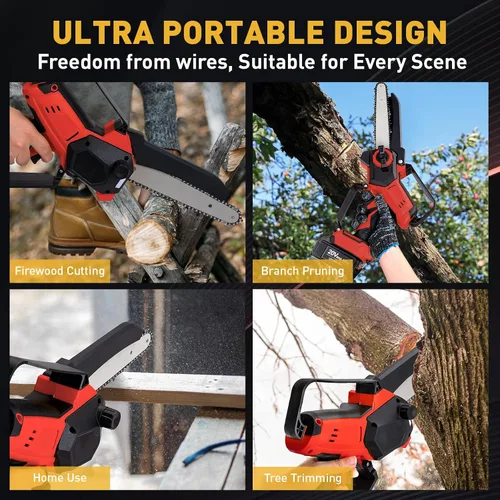 Vista 7 de Mini motosierra inalámbrica para batería Milwaukee M18, motosierra eléctrica sin escobillas de 6 y 8 pulgadas, sierra de mano engrasadora automática