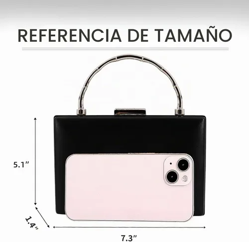 Vista 5 de Bolso de mano para mujer con cadena, elegante bolso de noche para bodas, bailes, cócteles y formales A Style 13-negro