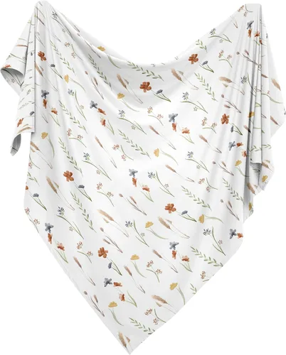 Vista 2 de Sweet Jojo Designs Manta para envolver al bebé con diseño floral bohemio de jardín y flores para bebé recién nacido, tejido ligero elástico