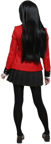 Vista 7 de Cosplay.fm Disfraz de anime para mujer, uniforme escolar, falda de pata de gallo con collar de tarjeta de identificación
