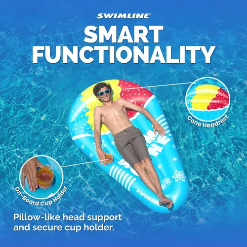 Vista 5 de Swimline - Colchón inflable para piscina con forma de cono de nieve