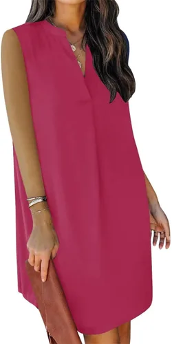 Vista 5 de QACOHU Vestidos de verano 2024 para mujer, sin mangas, camiseta floral para playa, vestido casual sin mangas, tallas S-2XL
