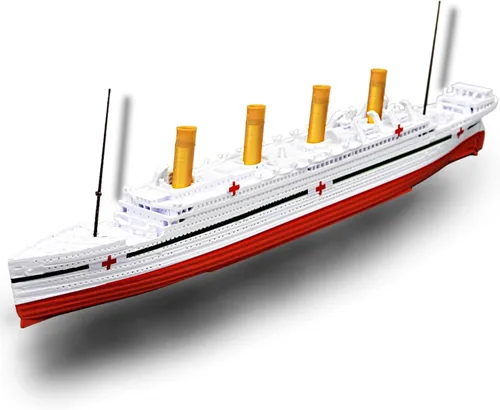 Vista 10 de THEROLLER3D HMHS BRITANNIC - Modelo de barco con 3 minas marinas, juguetes de Titanic ensamblados de 1 pie de largo para niños, barco históricamente