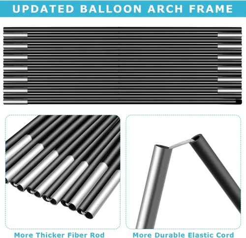 Vista 3 de Kit de soporte para arco de globos con base, kit de soporte ajustable para arco de globo con 45 clips de globo, bomba de globos, arco de globos de 9