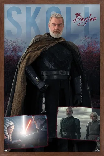Vista 10 de Trends International Star Wars: Ahsoka - Póster de pared Baylan Skoll, 14.72 x 22.37 pulgadas, versión enmarcada de madera de granero