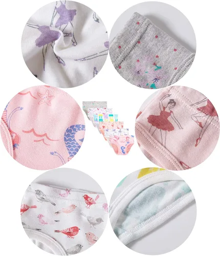 Vista 2 de Family Feeling Ropa interior para niña pequeña, bragas para niños grandes, ropa interior suave, 100% algodón