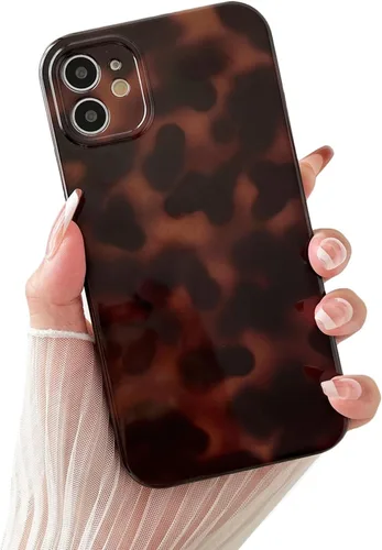 Vista 10 de Huahuacase Funda compatible con iPhone 11, diseño de caparazón de tortuga, retro, ámbar y marrón, estampado de guepardo leopardo, funda protectora