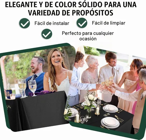 Vista 4 de Paquete de 6 manteles rectangulares desechables de plástico color negro, 70 x 120 pulgadas, para fiestas, mantel rectangular, manteles desechables
