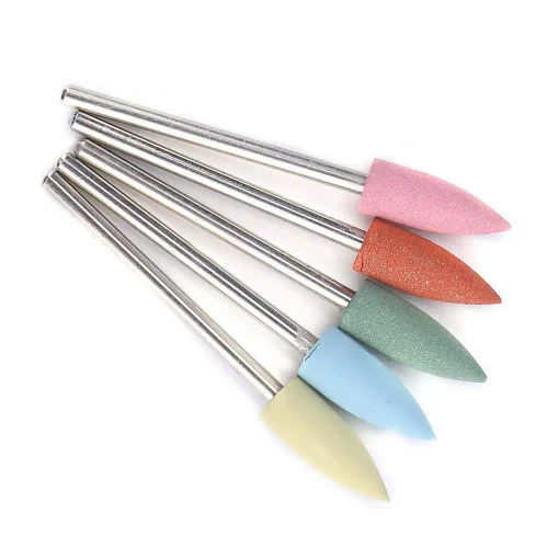 Vista 8 de Juego de 5 brocas de uñas, brocas de silicona para uñas, cabezal de pulido eléctrico de goma de silicona para manicura, pedicura, rebabas de pulido