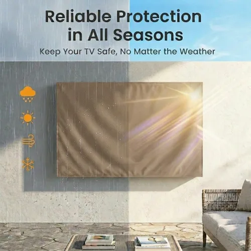 Vista 9 de Funda de TV para exteriores, protector universal resistente a la intemperie para TV de 22 a 24 pulgadas, se adapta a la mayoría de soportes y Marrón