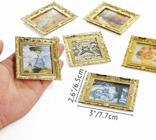 Vista 4 de Odoria Arte de pared de casa de muñecas en miniatura: cuadro enmarcado a