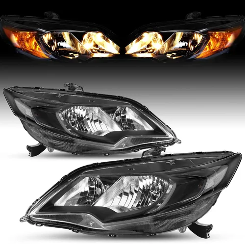 Vista 9 de JSBOYAT Conjunto de faros halógenos para Honda Civic Coupe 2014-2015 de 2 Carcasa negra con reflector ámbar