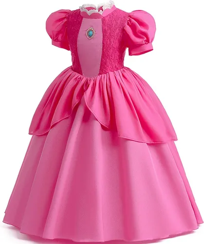 Vista 2 de Disfraz de princesa rosa para niñas y niños con accesorios varitas mágicas, collares, coronas y guantes