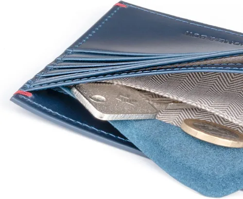 Vista 9 de Gnome & Bow - Cartera pequeña plegable con ranura para monedas Gulliver (cuero encerado RFID) (azul), Azul, Classic