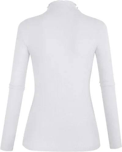 Vista 2 de POPZONE - Camisa de manga larga con cuello alto falso, ajustada, de punto acanalado