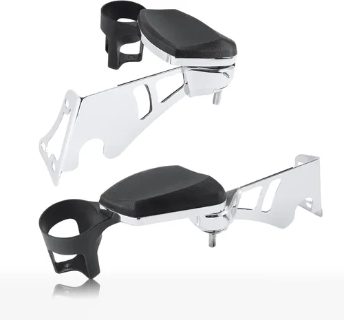 Vista 2 de Apoyabrazos de pasajero, con portavasos reposabrazos ajustables para Harley Touring Electra Road Glide 1997-2013