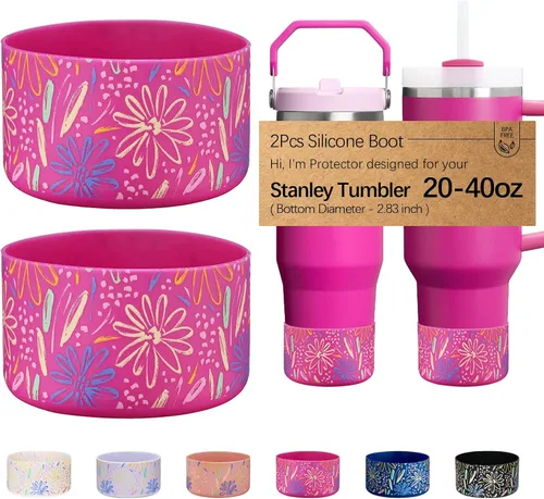 Vista 30 de WK IEASON 2 Piezas Protector de Base Tipo Bota para Vaso Stanley Quencher Adventure 40oz y Stanley IceFlow 20oz 30oz y Compatible con Botella de 3D