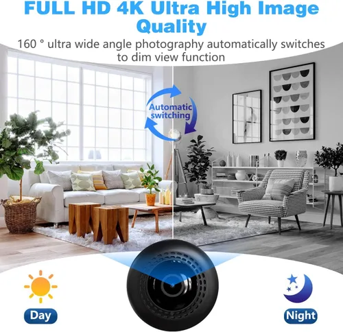 Vista 2 de Cámara inalámbrica HsiaoPun HD 4K WiFi, equipada con funciones de visión nocturna y detección de movimiento