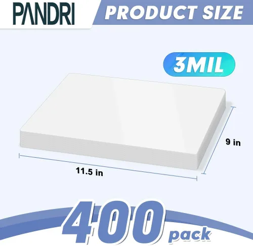 Vista 2 de PANDRI - Paquete de 400 hojas laminadoras térmicas con capacidad para 8.5 x 11 pulgadas, papel laminador transparente de 3 mil de 9 x 11.5 pulgadas