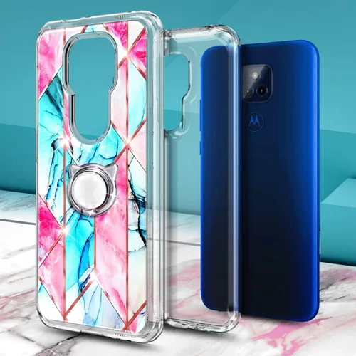 Vista 4 de NGB Supremacy Funda para Moto G Play 2021 con protector de pantalla de vidrio templado (cobertura máxima) soporte de anillo/correa de muñeca, funda